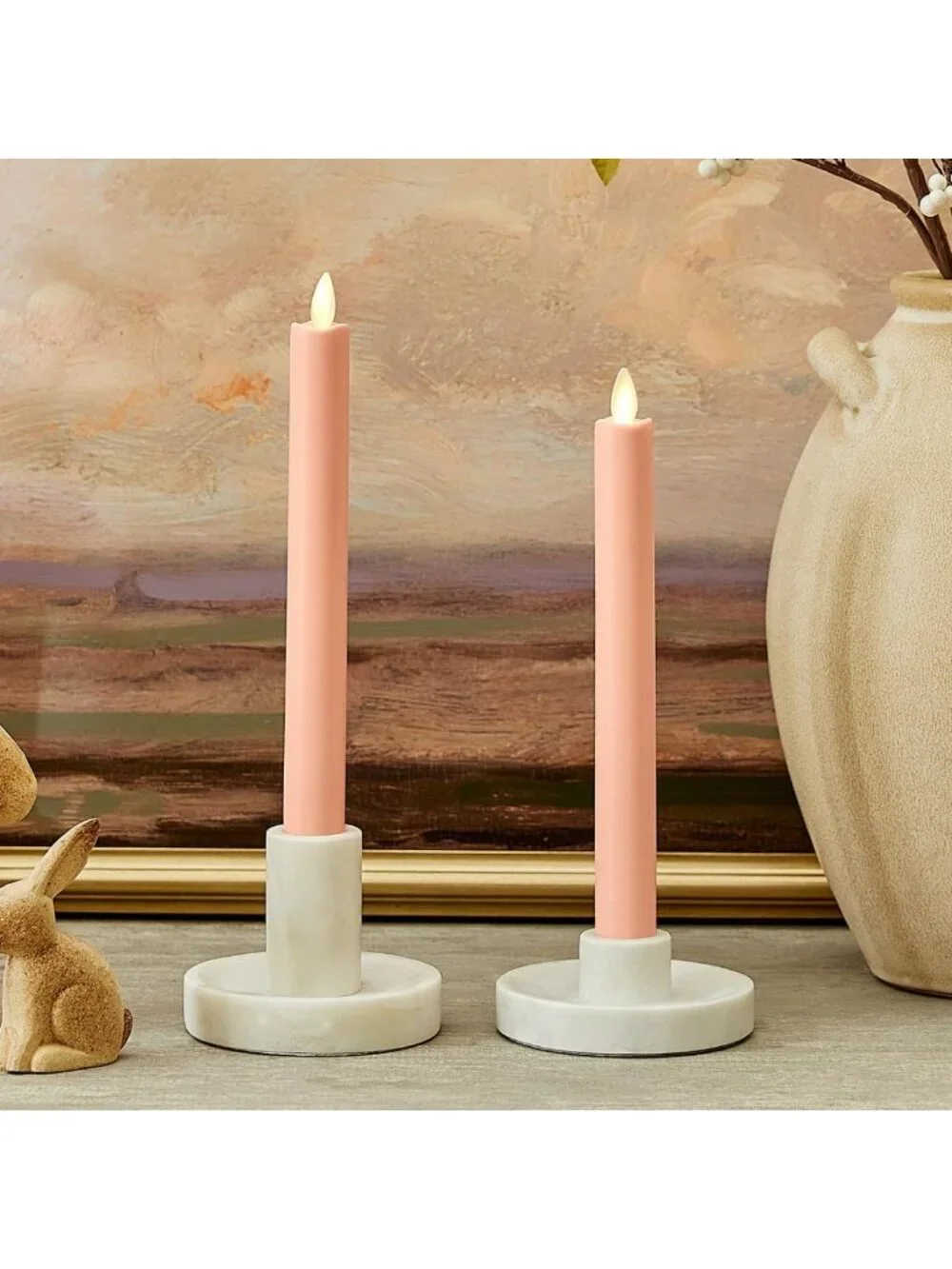 Set of 2 Flameless Taper Candles, LED Flickering Flame, Safe for Kids & Pets